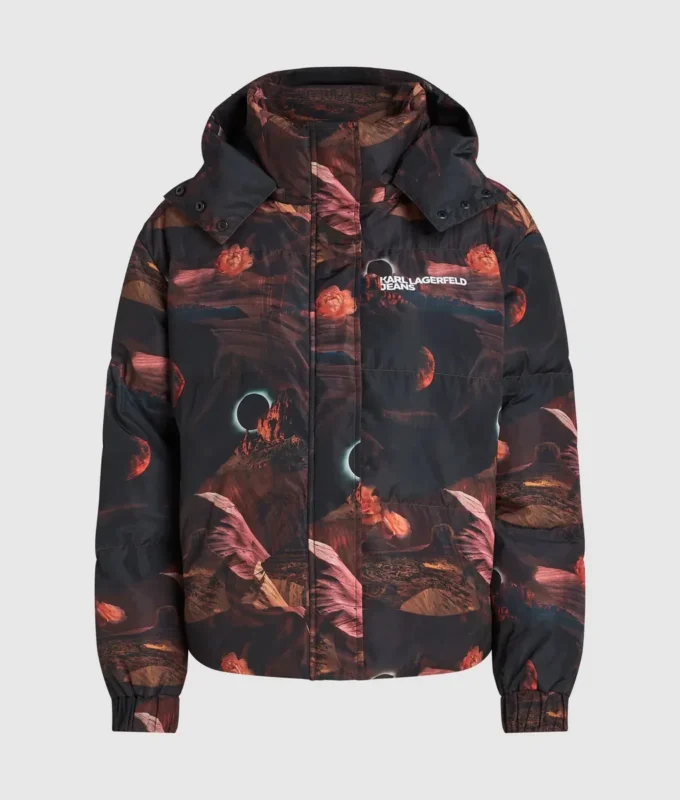 Pufferjacke mit Allover-Print