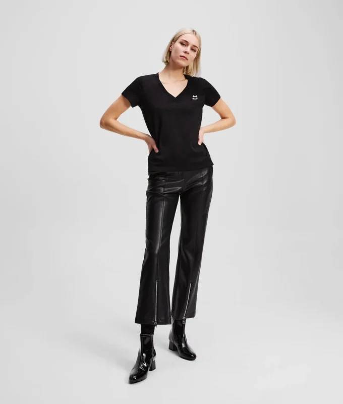 RHINESTONE IKON CHOUPETTE T-SHIRT MIT V-AUSSCHNITT