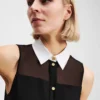 ÄRMELLOSE BLUSE MIT POPLIN-KRAGEN ÄRMELLOSE BLUSE MIT POPLIN-KRAGEN