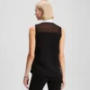 ÄRMELLOSE BLUSE MIT POPLIN-KRAGEN ÄRMELLOSE BLUSE MIT POPLIN-KRAGEN