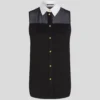 ÄRMELLOSE BLUSE MIT POPLIN-KRAGEN ÄRMELLOSE BLUSE MIT POPLIN-KRAGEN