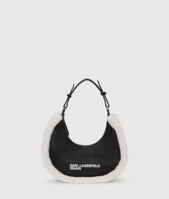 Schultertasche aus Lammfell mit Mondmotiv