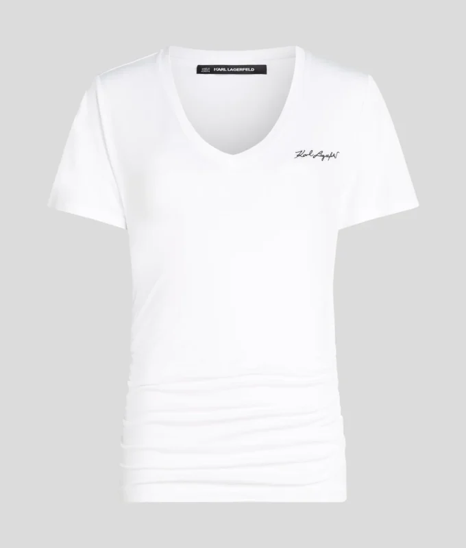 SIGNATURE V-NECK RUCHED T-SHIRT SIGNATURE V-NECK RUCHED T-SHIRT