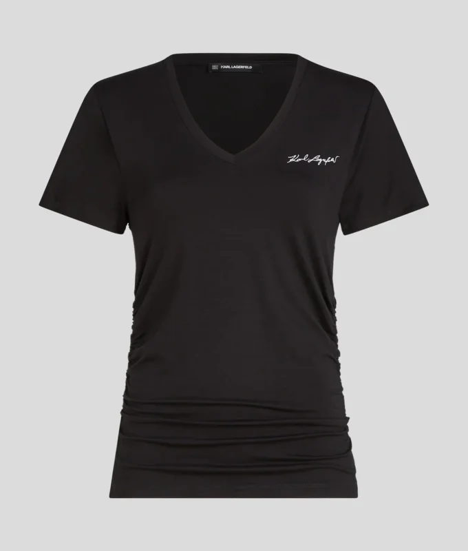 SIGNATURE V-NECK RUCHED T-SHIRT SIGNATURE V-NECK RUCHED T-SHIRT