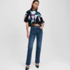 STRAIGHT-JEANS MIT SPLIT-SAUM UND HOHER TAILLE STRAIGHT-JEANS MIT SPLIT-SAUM UND HOHER TAILLE