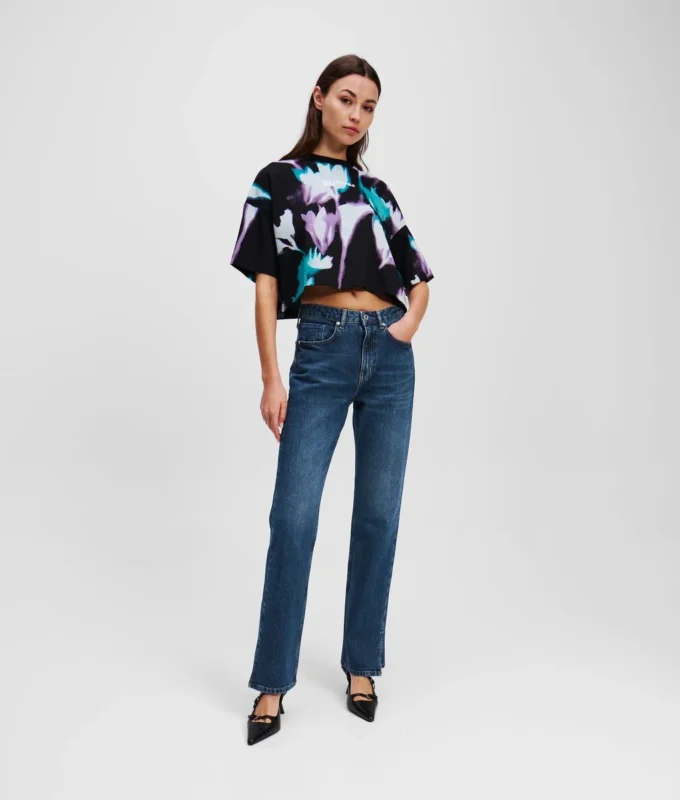 STRAIGHT-JEANS MIT SPLIT-SAUM UND HOHER TAILLE STRAIGHT-JEANS MIT SPLIT-SAUM UND HOHER TAILLE