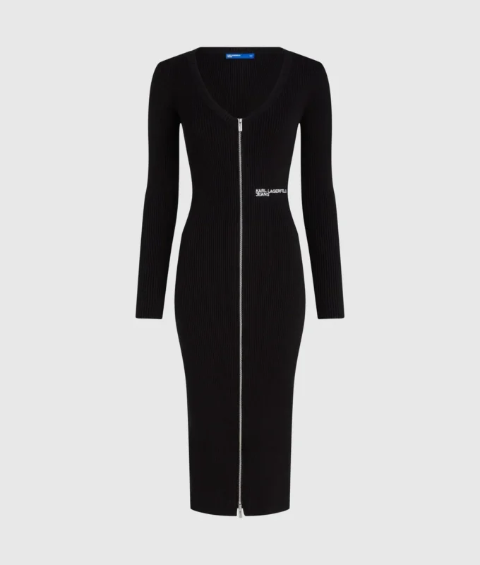 Strickkleid mit Reißverschluss vorne Strickkleid mit Reißverschluss vorne