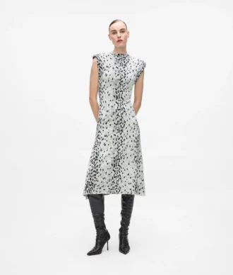 Strickkleid mit Schneeleopardenmuster