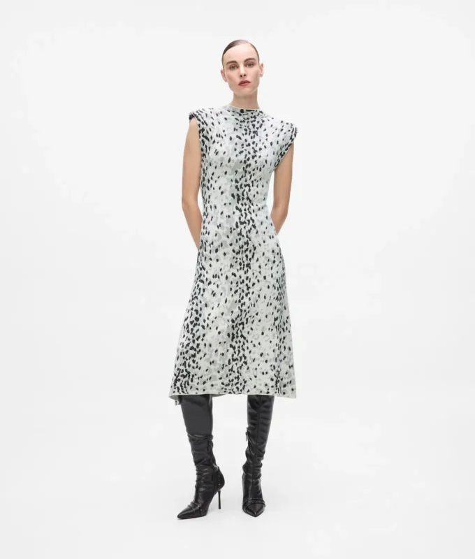 Strickkleid mit Schneeleopardenmuster