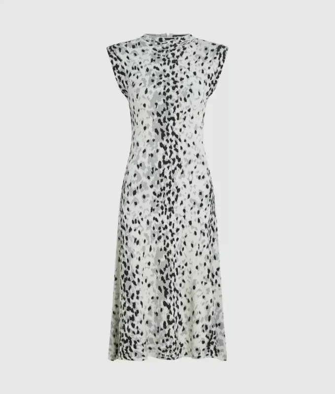 Strickkleid mit Schneeleopardenmuster
