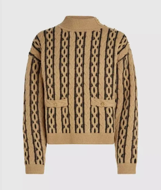 Strickpullover mit Rollkragen und Zopfmuster Strickpullover mit Rollkragen und Zopfmuster
