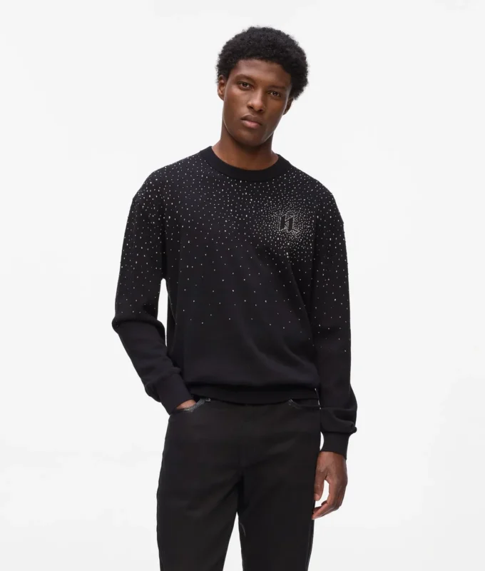 Strickpullover mit Strass-Degradé-Effekt Strickpullover mit Strass-Degradé-Effekt