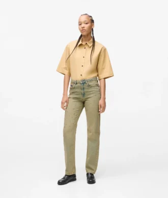 STUDDED HIGH-RISE STRAIGHT JEANS STUDDED HIGH-RISE STRAIGHT JEANS