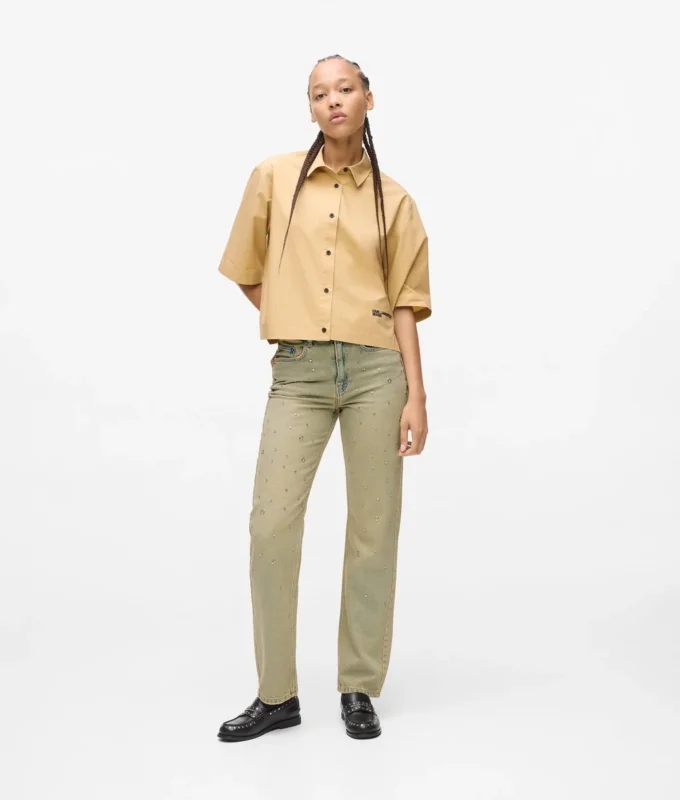 STUDDED HIGH-RISE STRAIGHT JEANS STUDDED HIGH-RISE STRAIGHT JEANS