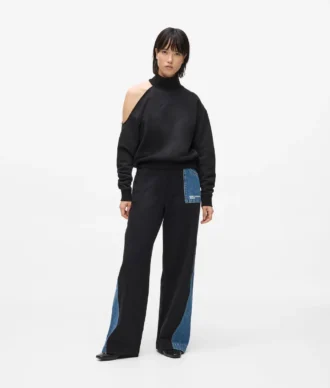 Sweathose mit Denim-Einsatz Sweathose mit Denim-Einsatz