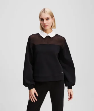 SWEATSHIRT MIT POPLIN-KRAGEN