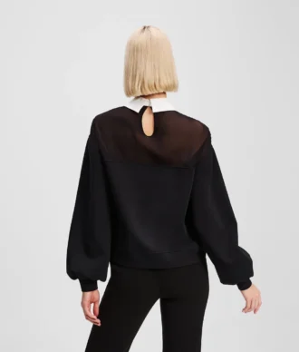 SWEATSHIRT MIT POPLIN-KRAGEN