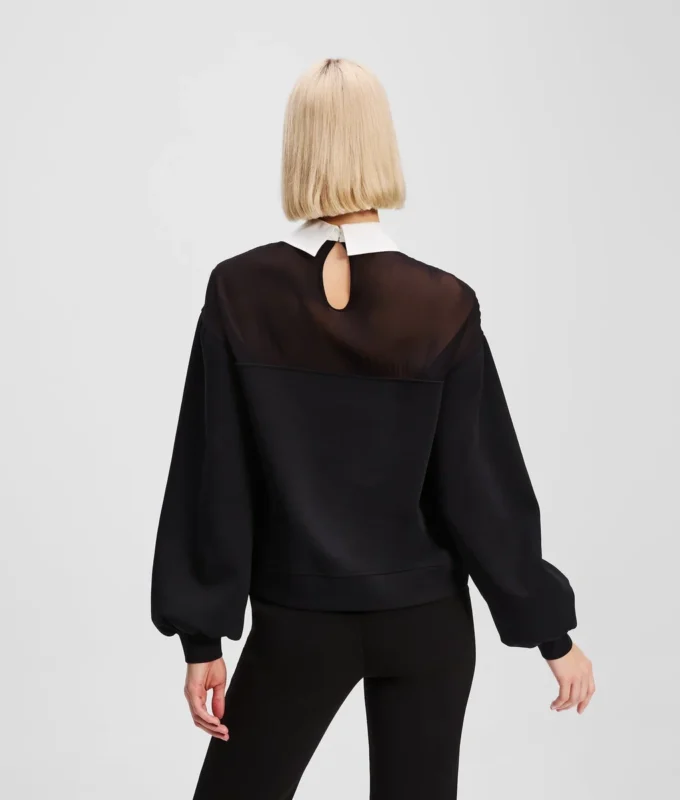 SWEATSHIRT MIT POPLIN-KRAGEN SWEATSHIRT MIT POPLIN-KRAGEN