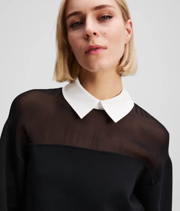 SWEATSHIRT MIT POPLIN-KRAGEN SWEATSHIRT MIT POPLIN-KRAGEN