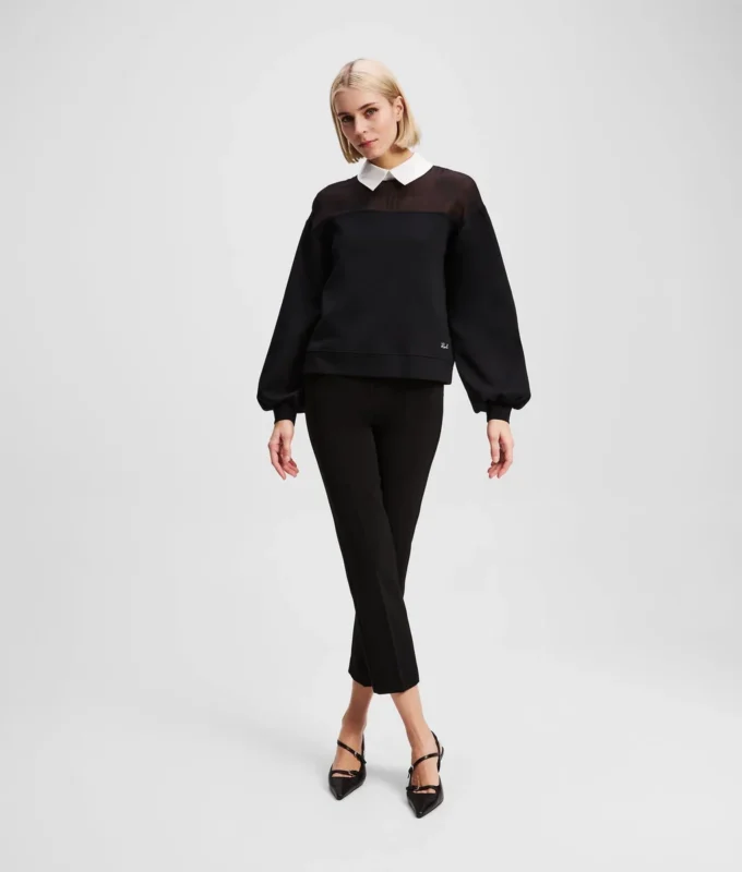 SWEATSHIRT MIT POPLIN-KRAGEN SWEATSHIRT MIT POPLIN-KRAGEN