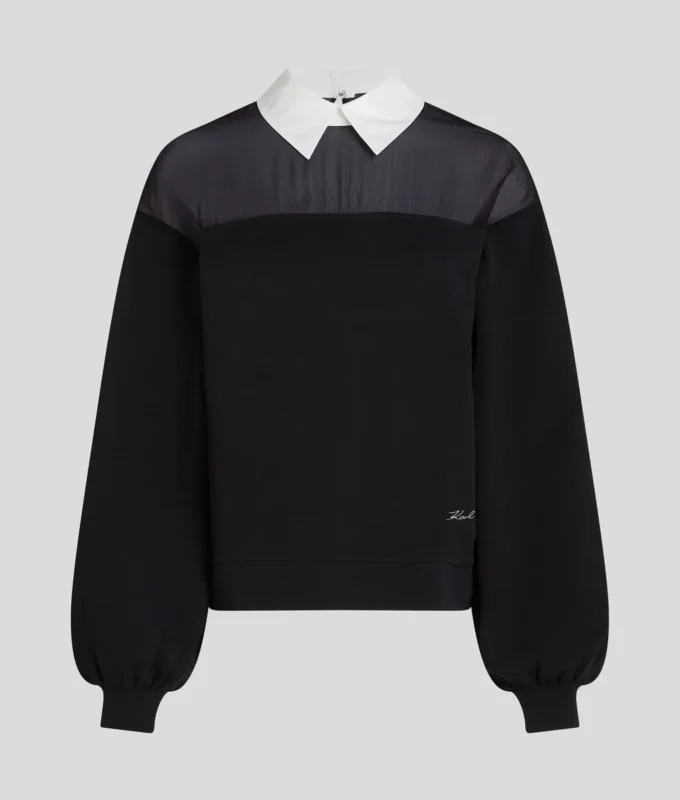 SWEATSHIRT MIT POPLIN-KRAGEN SWEATSHIRT MIT POPLIN-KRAGEN