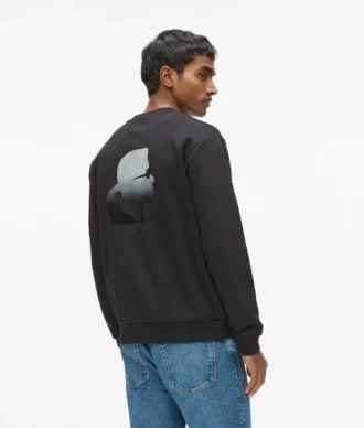 Sweatshirt mit Rundhalsausschnitt und Samtlogo Sweatshirt mit Rundhalsausschnitt und Samtlogo