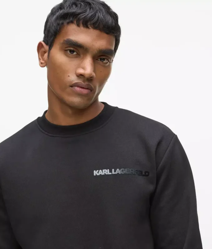 Sweatshirt mit Rundhalsausschnitt und Samtlogo Sweatshirt mit Rundhalsausschnitt und Samtlogo