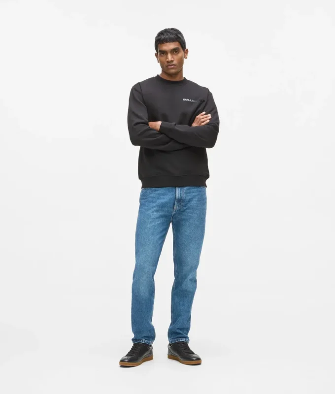 Sweatshirt mit Rundhalsausschnitt und Samtlogo Sweatshirt mit Rundhalsausschnitt und Samtlogo
