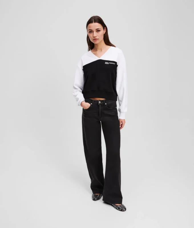 SWEATSHIRT MIT V-AUSSCHNITT SWEATSHIRT MIT V-AUSSCHNITT