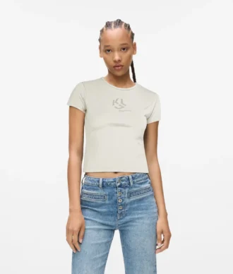 T-Shirt mit Monogramm und Nieten
