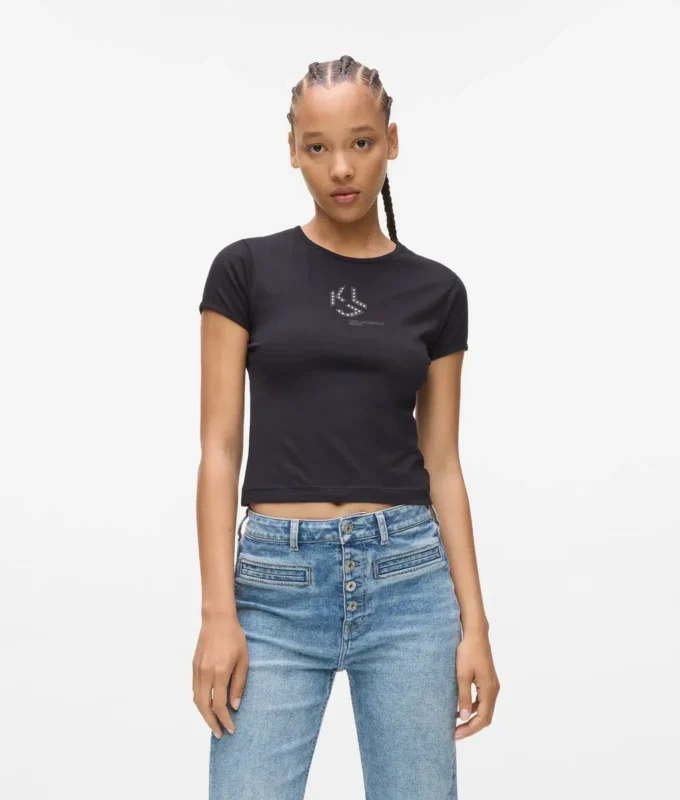 T-Shirt mit Monogramm und Nieten T-Shirt mit Monogramm und Nieten