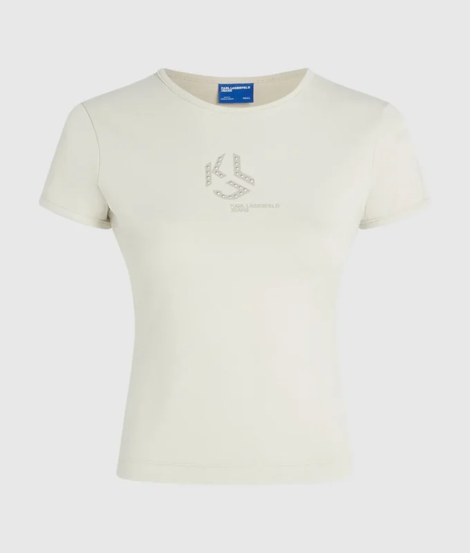 T-Shirt mit Monogramm und Nieten T-Shirt mit Monogramm und Nieten