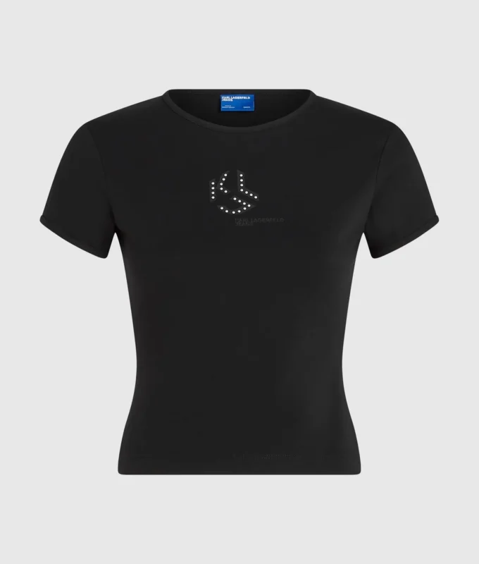 T-Shirt mit Monogramm und Nieten T-Shirt mit Monogramm und Nieten