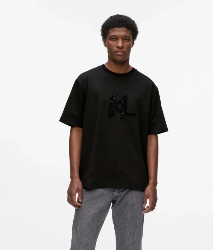 T-Shirt mit Pailletten-Monogramm