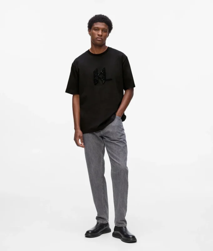 T-Shirt mit Pailletten-Monogramm
