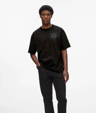 T-Shirt mit Strass-Monogramm