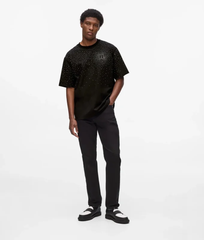 T-Shirt mit Strass-Monogramm T-Shirt mit Strass-Monogramm