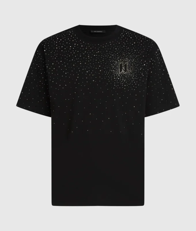 T-Shirt mit Strass-Monogramm T-Shirt mit Strass-Monogramm