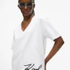 T-Shirt mit V-Ausschnitt und charakteristischem Saum