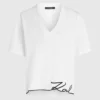 T-Shirt mit V-Ausschnitt und charakteristischem Saum
