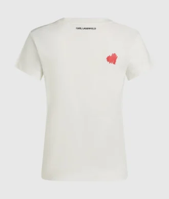 T-Shirt mit V-Ausschnitt und Herzen