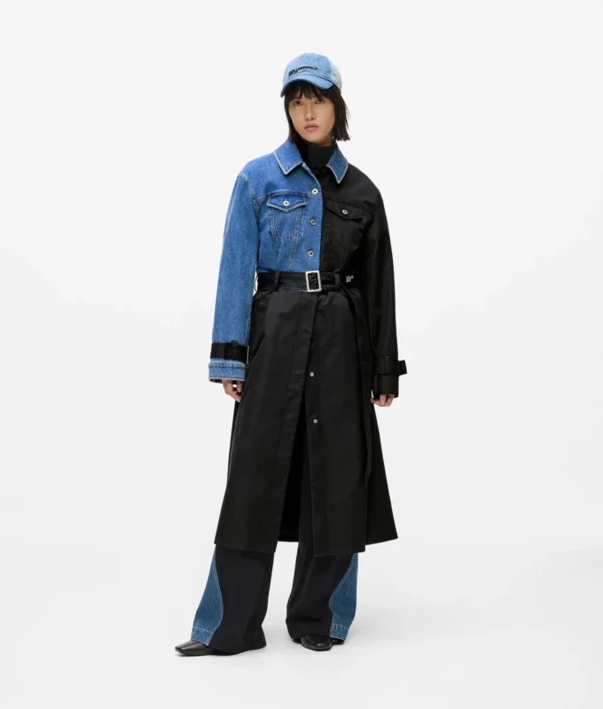 Trenchcoat mit Denim-Einsätzen Trenchcoat mit Denim-Einsätzen