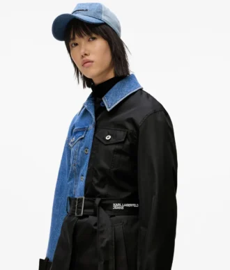 Trenchcoat mit Denim-Einsätzen