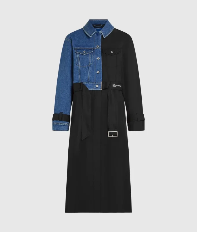 Trenchcoat mit Denim-Einsätzen Trenchcoat mit Denim-Einsätzen