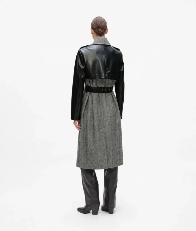 Tweed- und Kunstledermantel Tweed- und Kunstledermantel