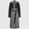 Tweed- und Kunstledermantel Tweed- und Kunstledermantel