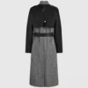 Tweed- und Kunstledermantel Tweed- und Kunstledermantel