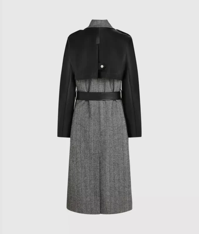 Tweed- und Kunstledermantel Tweed- und Kunstledermantel