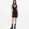 V-Ausschnitt-Kleid aus Strass-Mesh