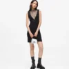 V-Ausschnitt-Kleid aus Strass-Mesh